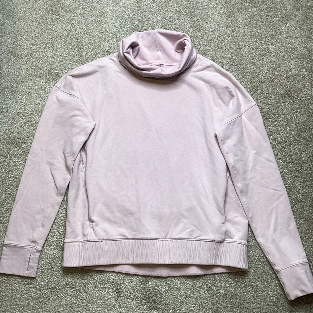 Lululemon Stress Less Pullover Porcelain Pink Sweatshirt Cowl 10 Large - Picture 5 of 7